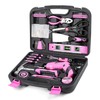 URASISTO Pink Household Tool Set with 3.6V USB Electric Screwdriver,