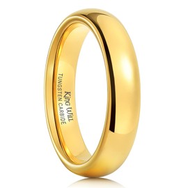 King Will GLORY 4mm 24k Gold Plated High Polished Comfort Fit Domed Tungsten Ring Wedding Band R (9)