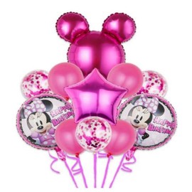 11 PCS Minnie Balloons Birthday Party Supplies for Kids Theme Party Decorations