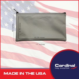 Cardinal bag supplies Multipack of 2 Compact Zipper Cloth Pouches, Zipper Bag, Travel Toiletry, Cosmetics, Stationary Case, 11 x 6 inches (Gray)