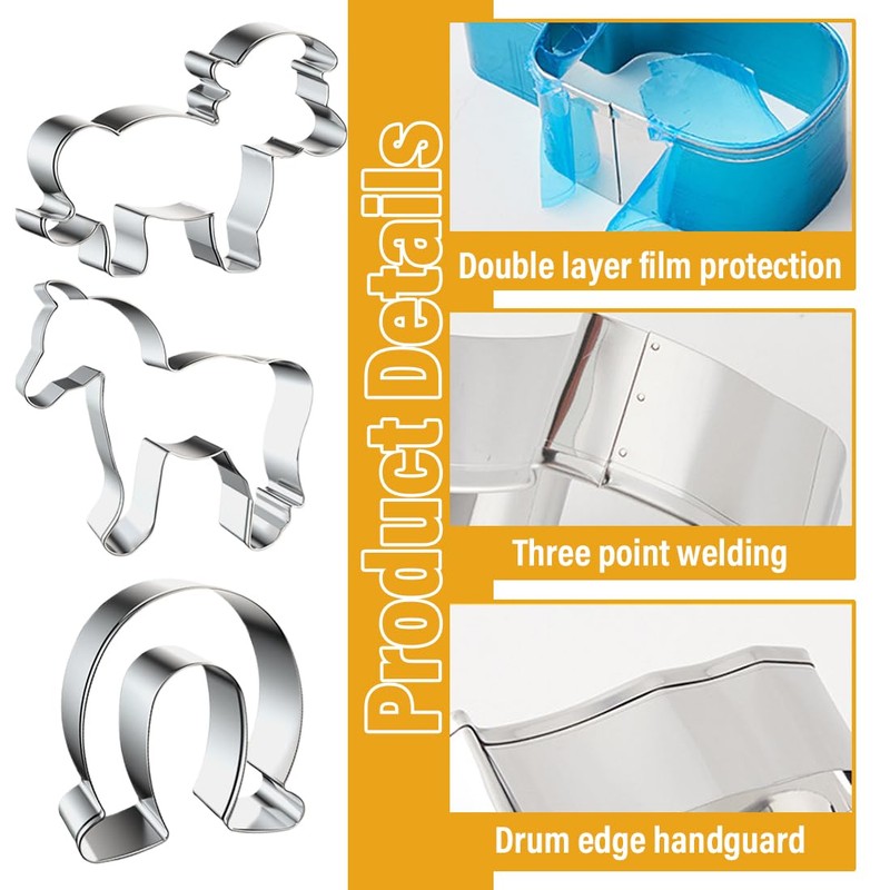 4 Piece Horse Shape Cookie Cutter Set, Stainless Steel Cookie