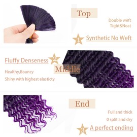Deep Wave Bulk hair for Braid No Weft Deep Wave Bulk hair for Braiding Micro Faux Braiding Hair for Boho Braids Wet and Wave 22Inch,#1Bpurple