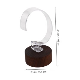 FOMIYES Black Acrylic C Ring Watch Display Stand with Durable Walnut Wood Base Space Saving Bracelet Support for Watches Jewelry Storage Organizer for Shops and Trade Shows