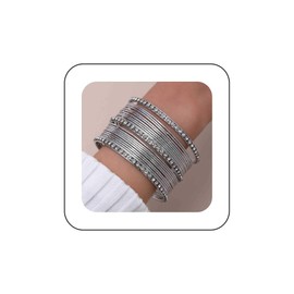 Yienate Boho Gold Bangle Bracelets Set Indian Bollywood Multi Bangles Chunky Layered Stacking Textured Rhinestone Bracelets Ethnic Wedding Outfit Bracelets Jewellery for Women (21 Pieces), Zinc