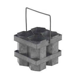 Deco 79 Rustic Metal Four-Bottle Wine Holder, 7"W x 7"H, Gray