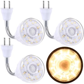 Yahenda 3 Pack Motion Activated LED Night Light Plug in Smart Dusk Dawn Sensor Light PIR Infrared Sensor Motion Detector Lamp Flexible Rotating Light for Hallway Stairway Garage Basement(Warm White)