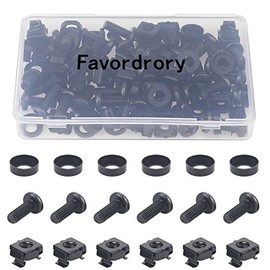 Favordrory 30 Pack M6 x 16mm Rack Mount Cage Nuts, Screws and Washers for Rack Mount Server Cabinet, Rack Mount Server Shelves, Routers, Black