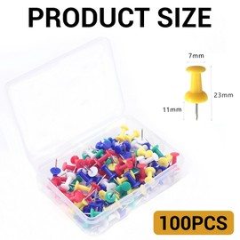 Coloured Push Pins – 100 Drawing Pins with Storage Box – Thumb Tacks for Cork, Notice, and Bulletin Boards – Sturdy, Ideal for Maps, Photos, and More
