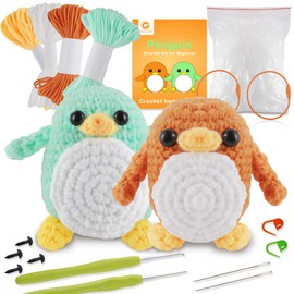 Genround Crochet Pack for Beginners, Crochet Set with Step by Step Video Tutorials, Crochet Set Beginners Animals Children Adults (Penguin)