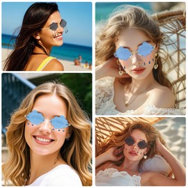 Rimless Sunglasses for Womens and Men Retro Sunglasses 90s Funny Cloud Shaped Disco Glasses