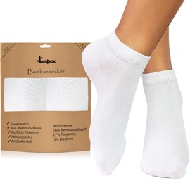 lampox Bamboo Trainer Socks (6x Pairs) - White, size: 35-38
