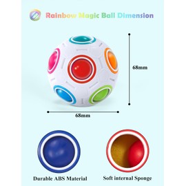 ROXENDA Rainbow Ball Puzzle Game Magic Ball - Fidget Ball Skill Game for Children, Adults, Girls & Boys from 6 Years (White)