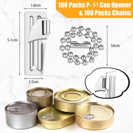 Tarpop Bulk 100 Pieces P51 Can Openers Military Stainless Steel Survival Camping Army Emergency Portable Keychain Manual Can Opener for Travel Christmas Gift(Silver)