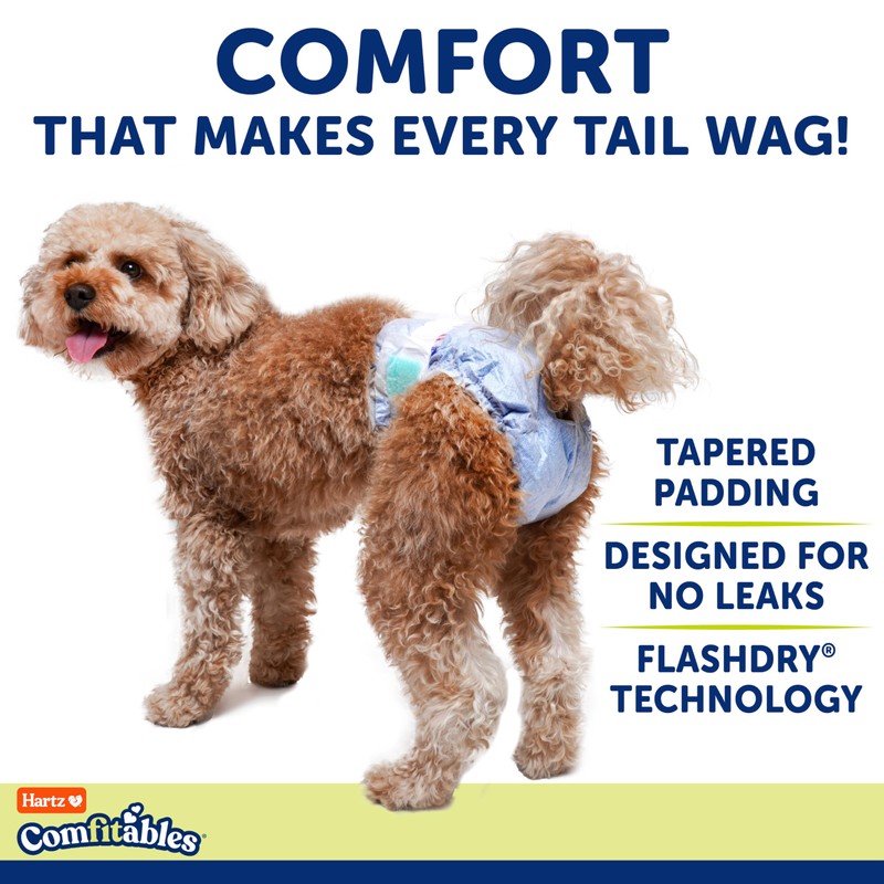 New! Hartz Comfitables Disposable Dog Diapers, Size XS 12 Count,