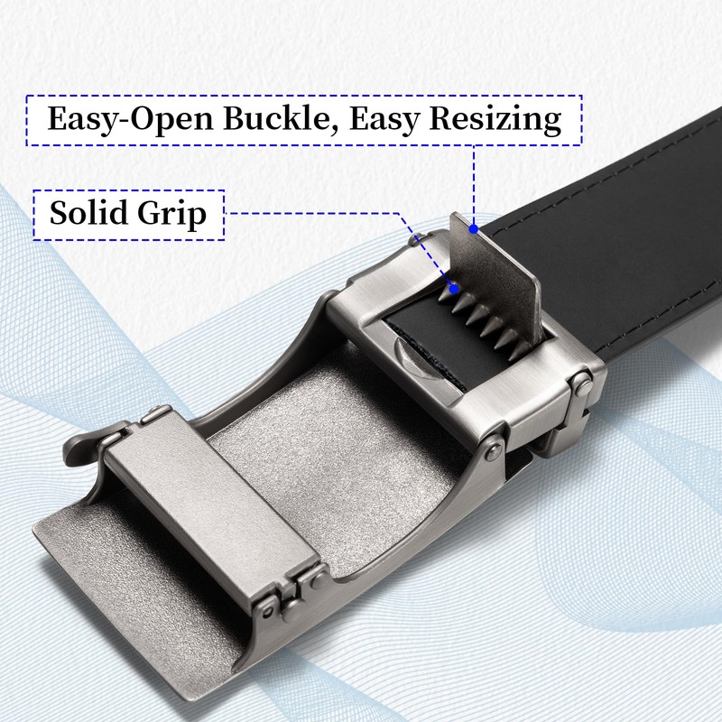 maikun Brown Leather Ratchet Belts for Men,Width 1 3/8", Quick