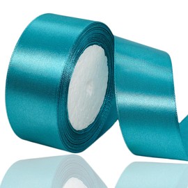 Turquoise Blue Satin Ribbon 1-1/2 Inches x 25 Yards, Solid Color Fabric Ribbon for Gift Wrapping, Crafts, Hair Bows Making, Wreath, Wedding Party Decoration and Sewing Projects