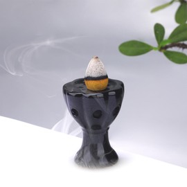 WEWAYSMILE Mini Ceramic Incense Cone Holder, Waterfall Backflow Incense Burner, Incense Cone Burner Aromatherapy Ornament Home Decor for Yoga Meditation Office (Cup)