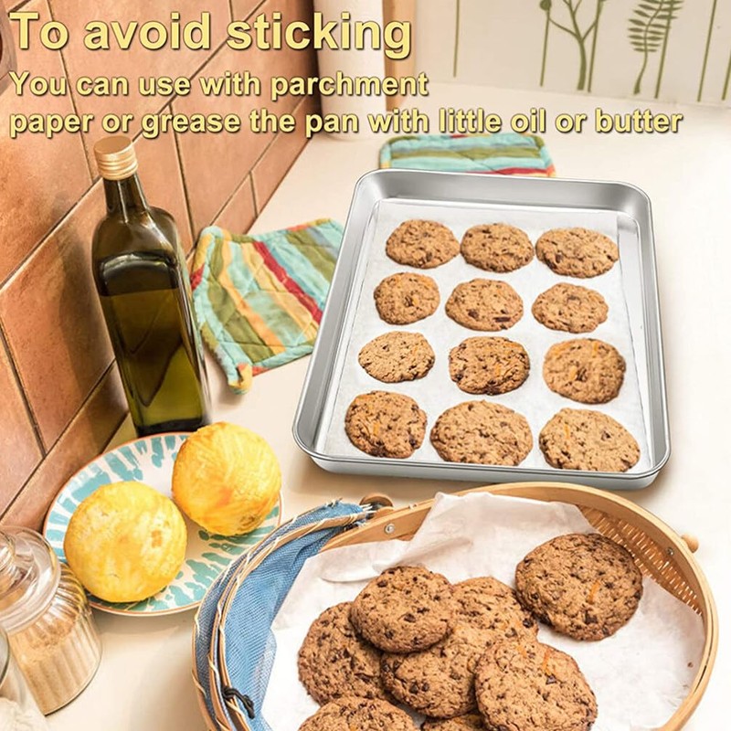 2PCS Stainless Steel Baking Tray for Oven, Non-Stick, Freezer Safe,