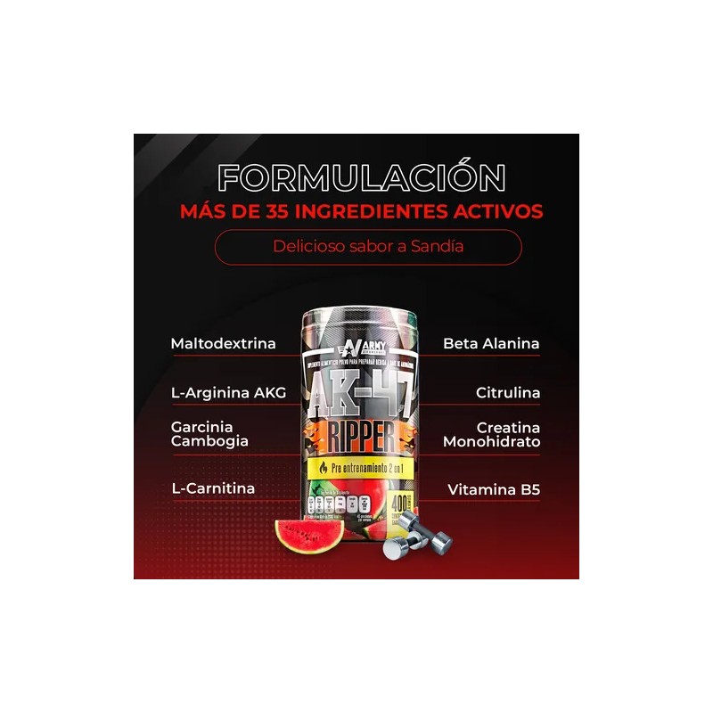 Pre Entreno + Quemador 2 En 1 Suplemento Ak-47 Ripper