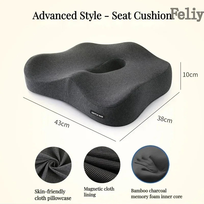 Memory Foam Seat Cushion and Lumbar Support Pillow for Office