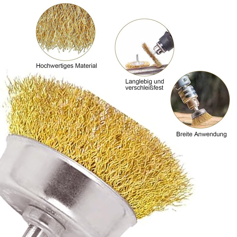 Wire Brush Drill, 12-Piece Steel Brush, Cordless Screwdriver, Brass Brush