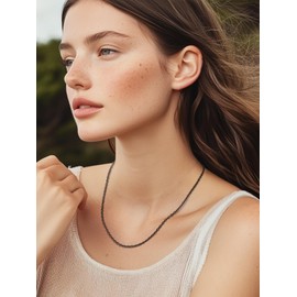 Silvora 18 Inch Black Chain Necklace,Black Necklace Chain Stainless Steel Necklace Black Necklaces for Women