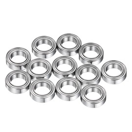 sourcing map 12Pcs MR106ZZ Small Bearing, 6mm ID 10mm OD 3mm Width Double Shielded Deep Groove Ball Bearings for Electric Motor Skateboards 3D Printer, P5 (ABEC 5)