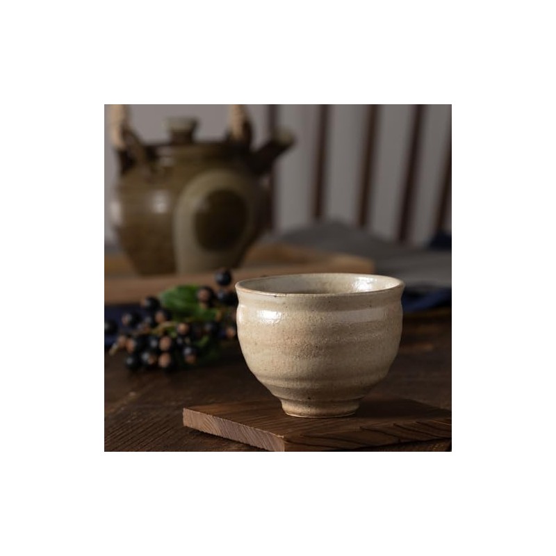 Marui Pottery Shigaraki Ware 3-4497 Hechimon Tea Cup, Capacity: Approx.