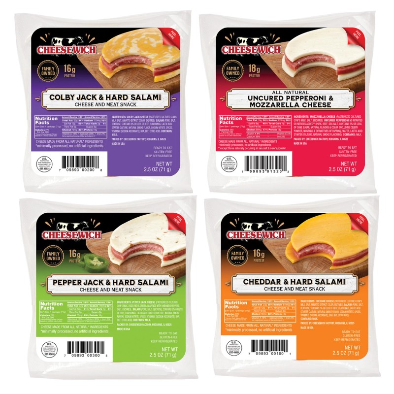 Cheesewich Protein Snacks - Cheddar Cheese & Hard Salami Slices,