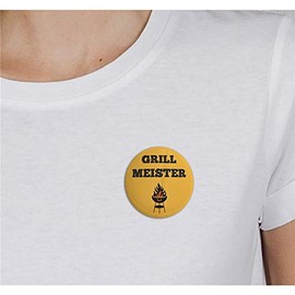 Hellweg Druckerei Button Badge Grill Master Barbecue BBQ Fire Badge Gift Idea Badge Pin, Metal