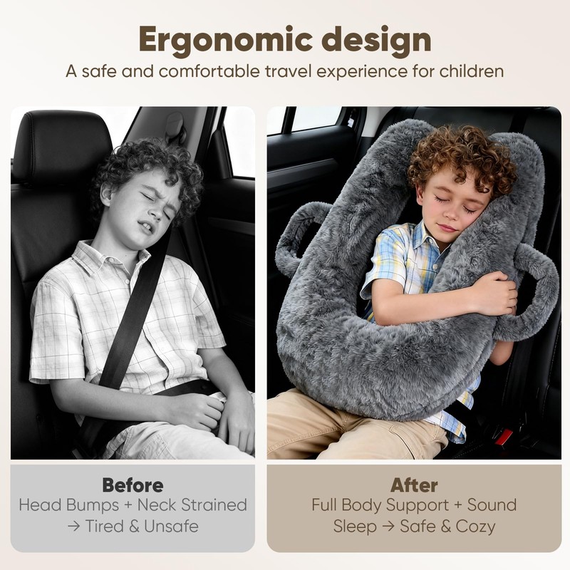 Plzpik Car Pillow for Kids, Removable, Washable Pillowcases and Pillow