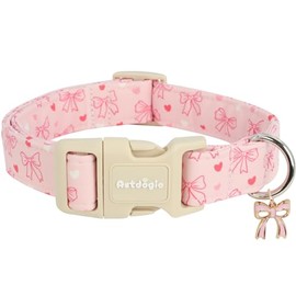 Collar Rosa con Lazo para Perros, Collar Ajustable de algodón para Perros pequeños, medianos y Grandes, Lindos Collares para Cachorros Hembras, Ideal 