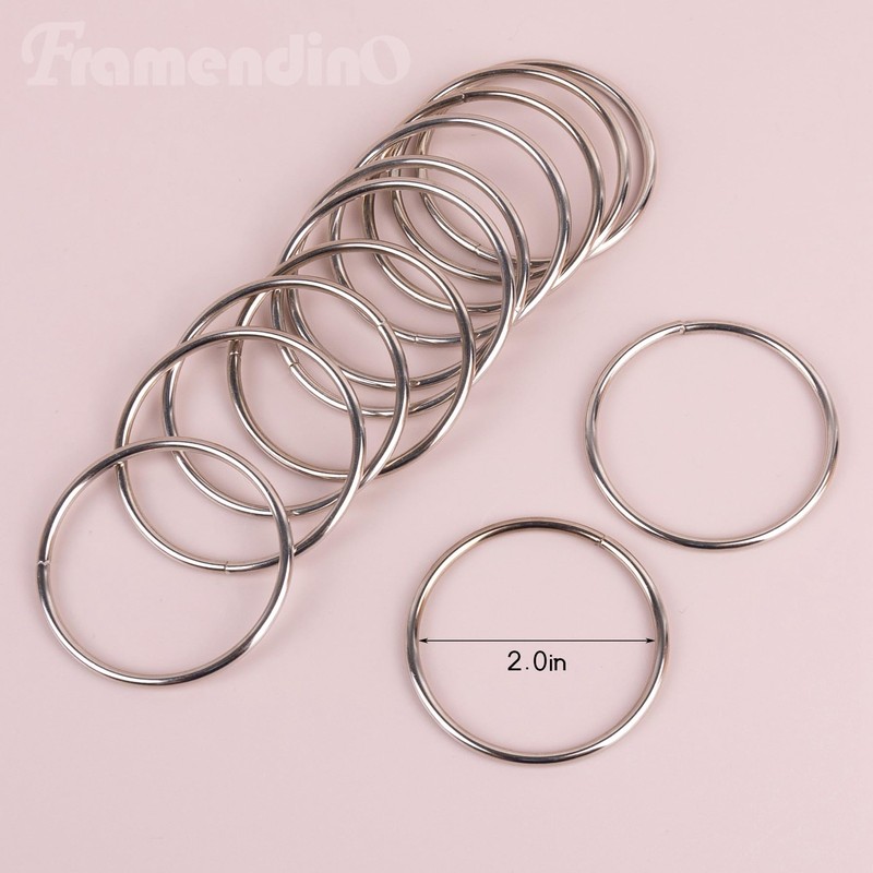 Framendino, 12 Pack Silver Metal Macrame Rings 2 Inch Dream