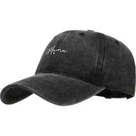 YeeHeen Baseball Hat for Men Women Vintage Washed Plain Cap Adjustable Sun Hat Heart Mama Black B