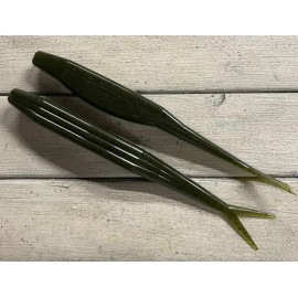 U.S. Bait co. Fluke 8” Green Pumpkin Lot Of 4 Baits Giant Fluke Bass Striper Fresh Saltwater