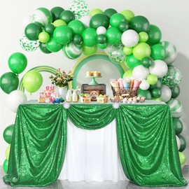 Green Tablecloth Christmas Green Sparkle Tablecloth 8.5ft Sequin Table Cloth Shimmer Fabric for Bridal Baby Shower Decorative St. Patrick's Day Buffet Parties,60x102inch