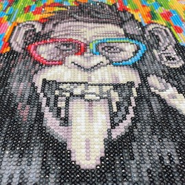 MXJSUA Diamond Painting Kits for Adults, Round Full Drill Diamond Painting Kits 5D DIY Diamond Painting by Number Kits Diamond Art Kits for Home Wall Decor 12x16 Inch Chimpanzee
