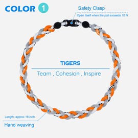 SUPBOMM 3 pcs Baseball Rope Necklaces, League Team Colors Braided Necklace, Baseball Team Gifts, Tigers