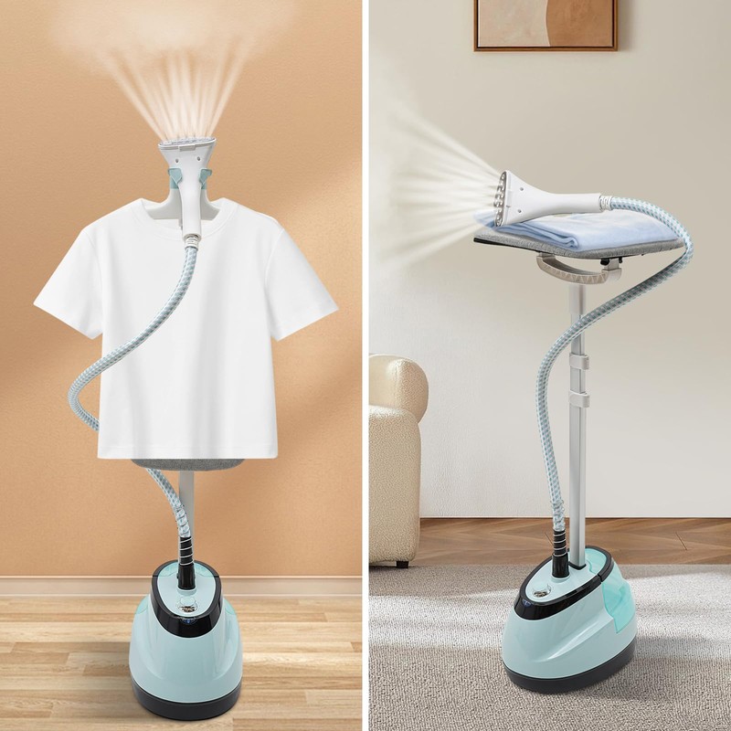 Standing Steamer with Ironing Board, 0.42Gallon Water Tank, Heats in