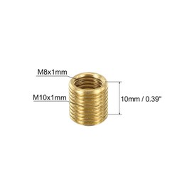 PATIKIL M10 to M8 Fine Thread Adapter Reducer Thread Reducing Nuts Insert, 6 Pack 10mm Threaded Hollow Tube Adapter Brass Coupler Connector Pipe Fitting