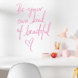 Inspirational Vinyl Wall Art Decal Be Your Own Kind of Beautiful Wall Decals Inspirational Wall Stickers Removable DIY Art Words Letters Mural Wallpaper for Bedroom Living Room Home Decoration (Pink)