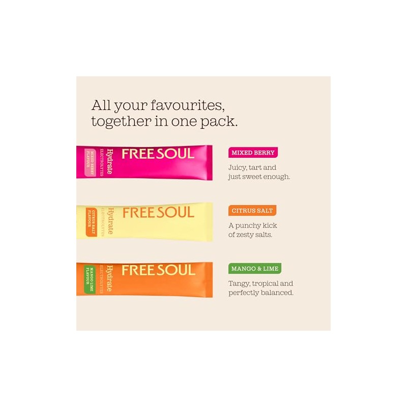 Free Soul Hydrate | Electrolyte Hydration Sachets with Sodium, Magnesium,