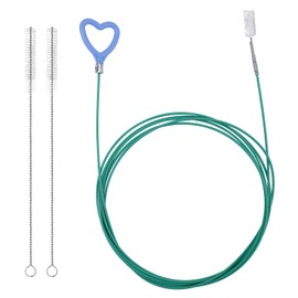 Sunroof Drain Cleaning Tool, 118in Long Wire Pipe Cleaner with 2 Straight Flexible Cleaning Brushes Heart Handle Design Drain Snake Unclogger Hole Cleaner for Auto Car Sunroof Wiper