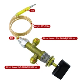 MENSI Low Pressure LPG Propane Gas Fireplace Fire Pit Flame Failure Safety Control Valve Kit with 𝟑/𝟖" 𝐌𝐚𝐥𝐞 𝐅𝐥𝐚𝐫𝐞 𝐒𝐰𝐢𝐯𝐞𝐥 (𝟓/𝟖"-𝟏𝟖𝐔𝐍𝐄𝐅) Fitting