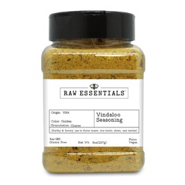 Raw Essentials Vindaloo Seasoning –Mild Heat, Earthy and Savory Flavor folr Meats, Rice Bowls, Stews, and Curries – 8 Ounce Bottle