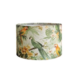Drum Parrot Lamp Shades for Table Lamps 12" Top x 12" Bottom x 8" High Linen Lampshade Bird Lamp Shade with E27 to E26/E14 Adapters for Floor Lamps Bedside Lamps Pendant Lights, Assembly Required