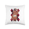 Christmas Sloth mistletoe red plaid pattern Throw Pillow, 16x16, Multicolor