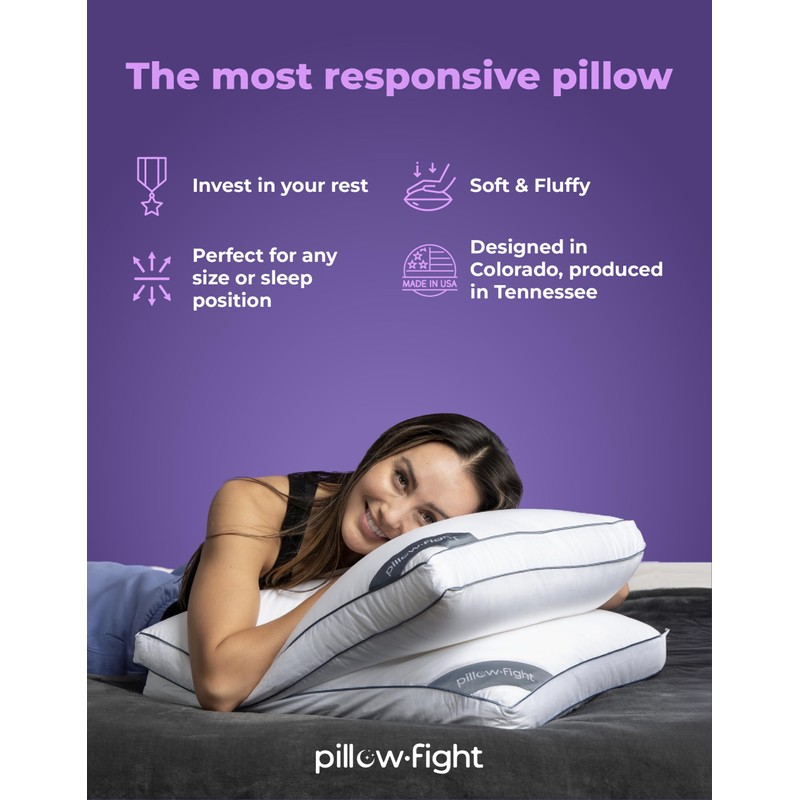 Pillow Fight Knockout - King Pillow, Luxury & Adjustable, Down