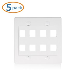 Cable Matters UL Listed 5-Pack 8 Port Keystone Wall Plate (Cat6, Cat5e Ethernet Wall Plate) in White