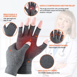 Arthritis Gloves for Men & Women - Arthritis Compression Gloves Wrap for Hand Pain, Osteoarthritis, Carpal Tunnel, H HOME-MART Fingerless Gloves for Arthritic Joint Symptom (Dark Grey, M)